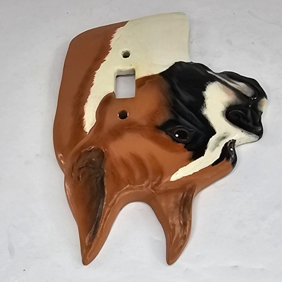 Vintage Boxer Dog Light Switch Cover Face Plate Ceramic Signed 88 - Picture 6 of 8